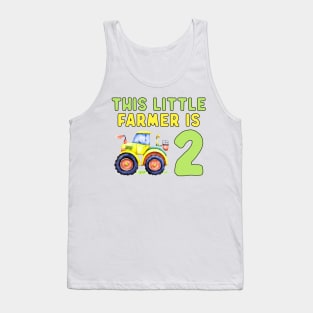 Kids 2nd Birthday This Little Farmer Is 2 Year Old Tractor Tank Top